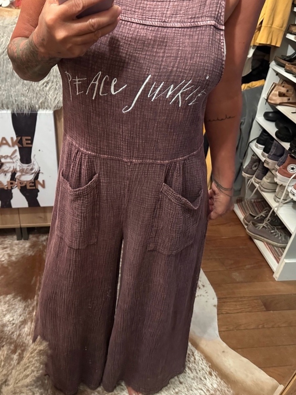 Peace Junkie Ribbed Jumpsuit in Mauve gauze free people inspired
